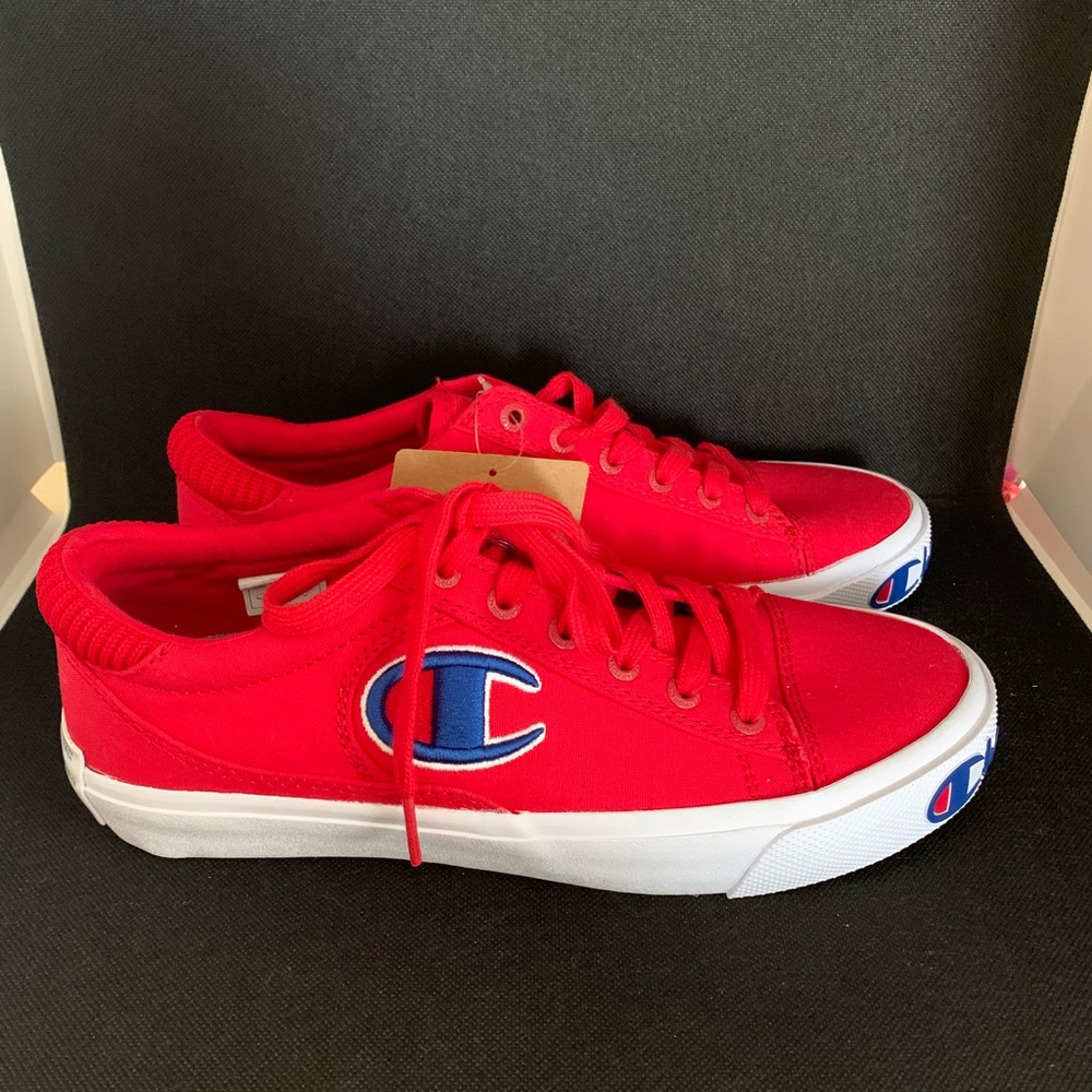 NWT/ CHAMPION men's red with blue logo  Athletic Shoes